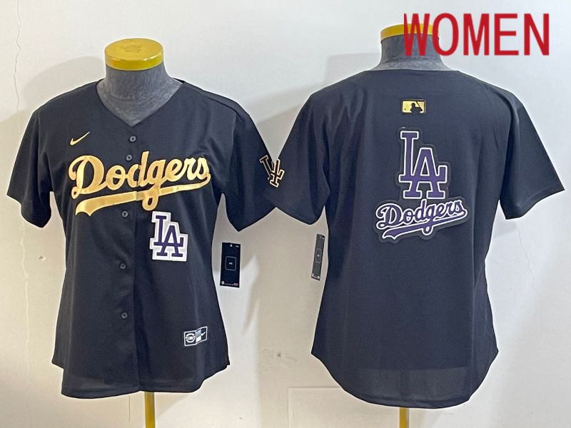 Women Los Angeles Dodgers Blank Black Gold Game 2024 Nike MLB Jersey style 12092->women mlb jersey->Women Jersey